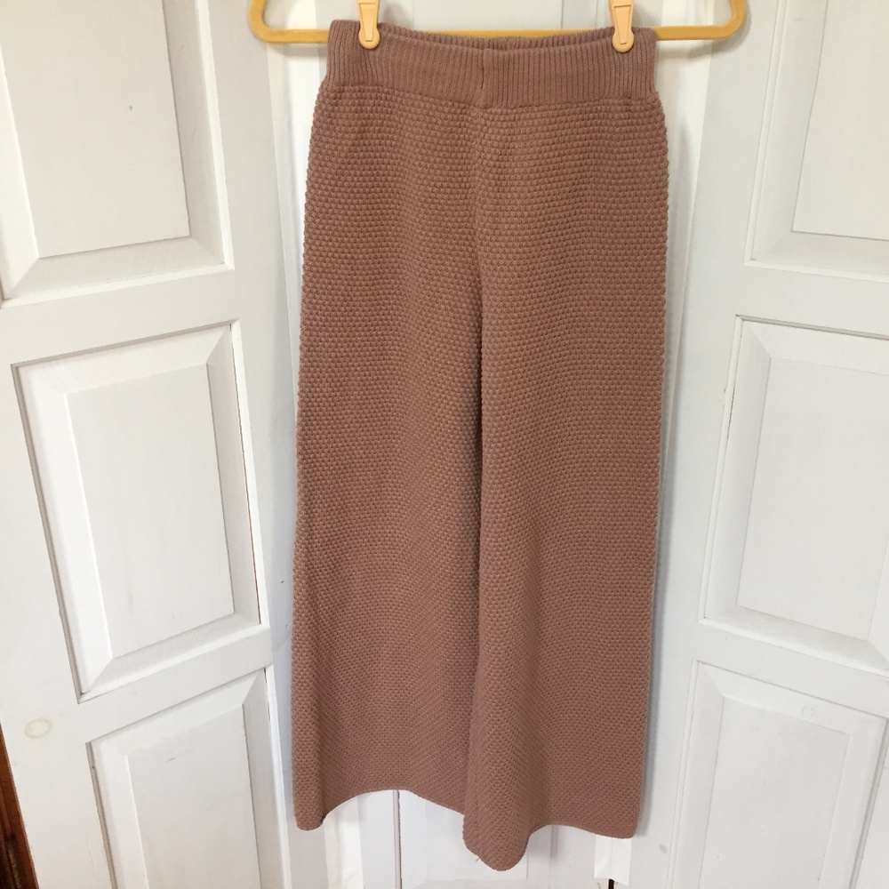 Sincerely Jules Wide Leg Knit Pants in Mauve Brown